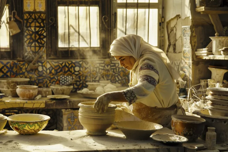 talented woman doing pottery