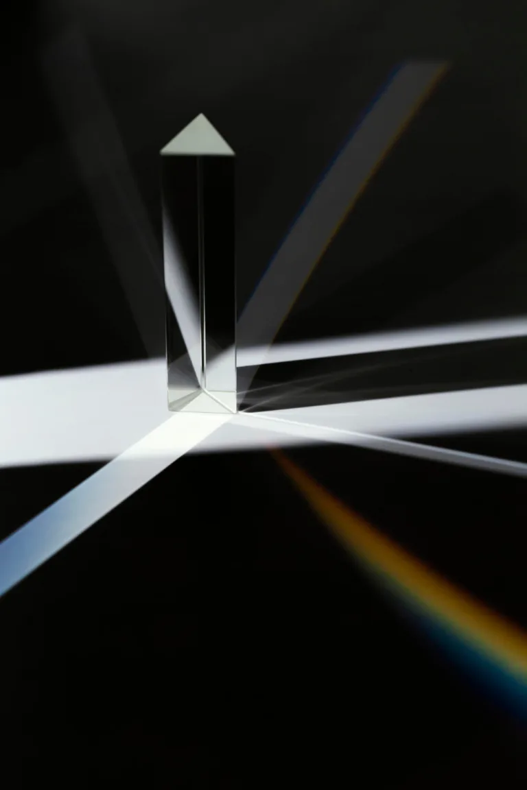 abstract front view black white prism rainbow light 1