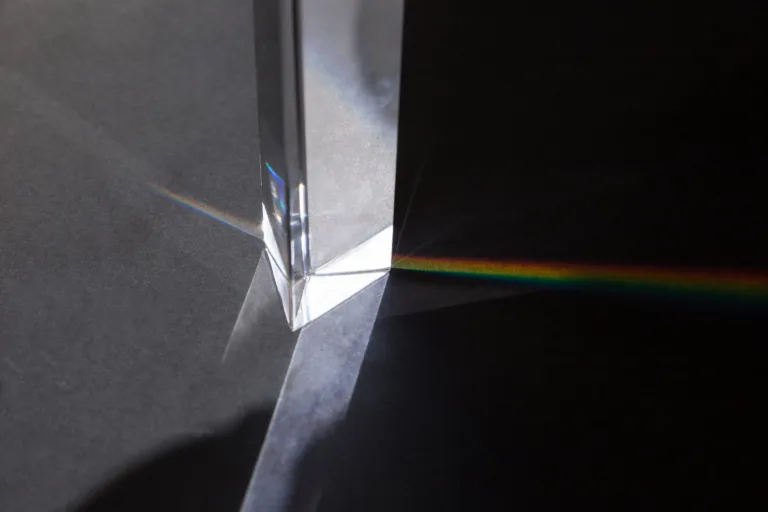 transparent prism with rainbow